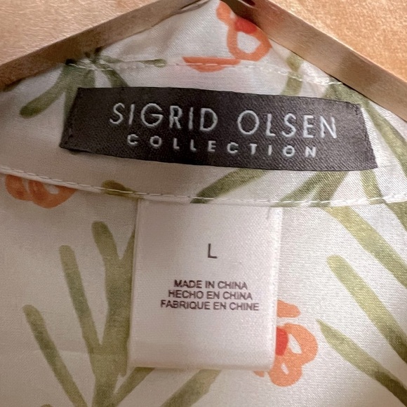 Sigrid Olsen Collection Novelty Floral Print Silk Button Up Shirt NEW - Picture 4 of 15